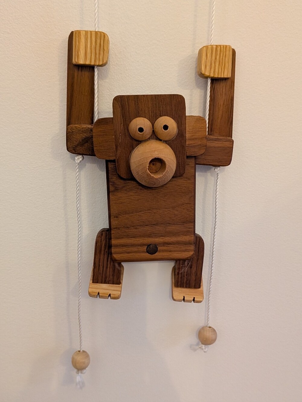 Handmade wooden climbing Rope gorilla toy Monkey oak and walnut